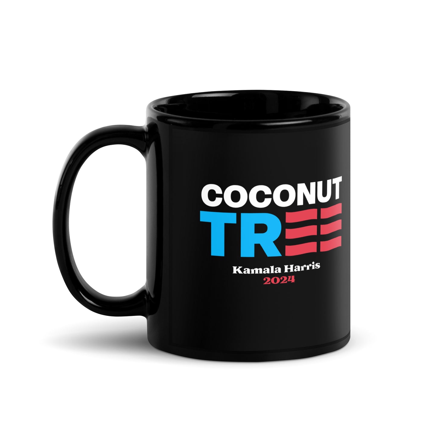 Coconut Tree Kamala Harris 2024 Black Glossy Mug