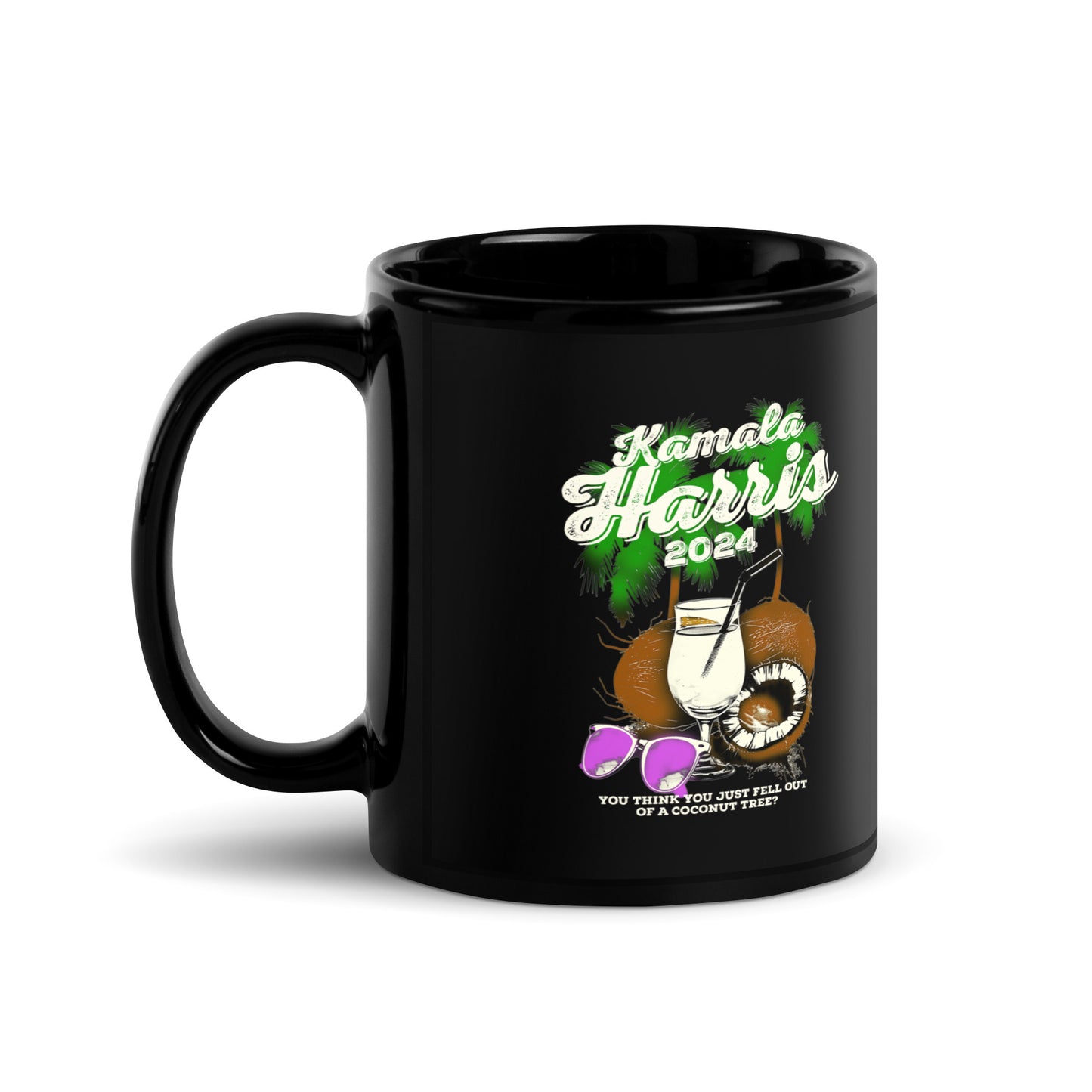 Coconut Tree Kamala Harris 2024 Black Glossy Mug