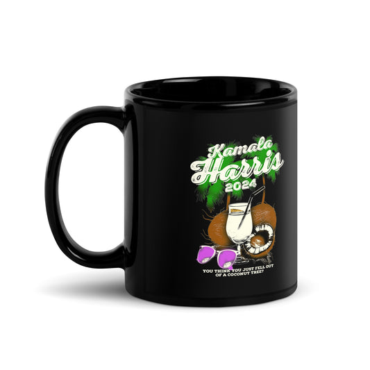 Coconut Tree Kamala Harris 2024 Black Glossy Mug