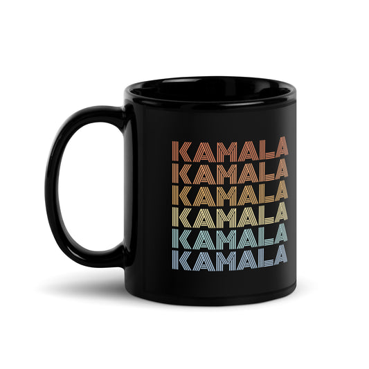 Retro KAMALA Harris Black Glossy Mug