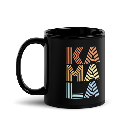 Retro KAMALA Harris Black Glossy Mug