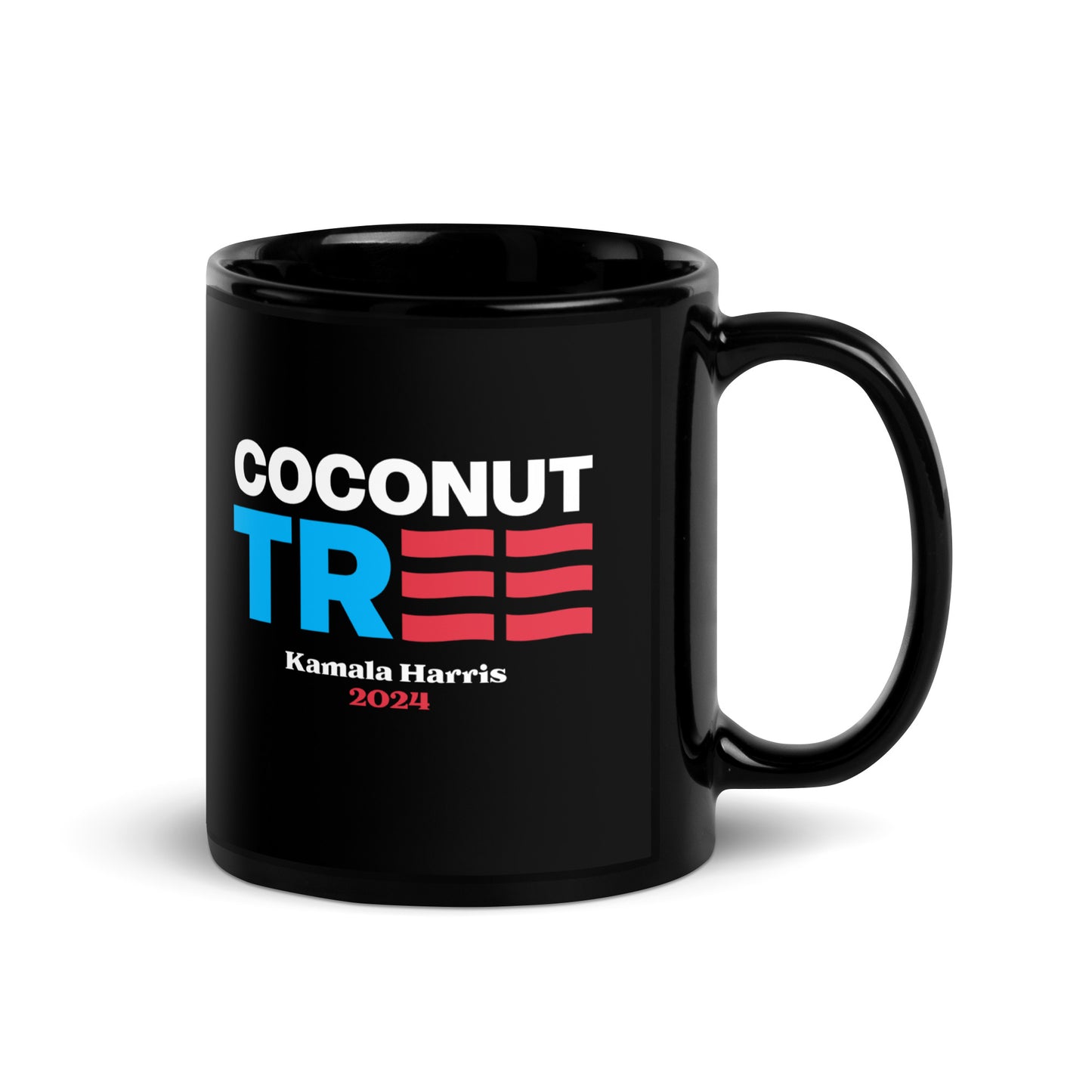 Coconut Tree Kamala Harris 2024 Black Glossy Mug