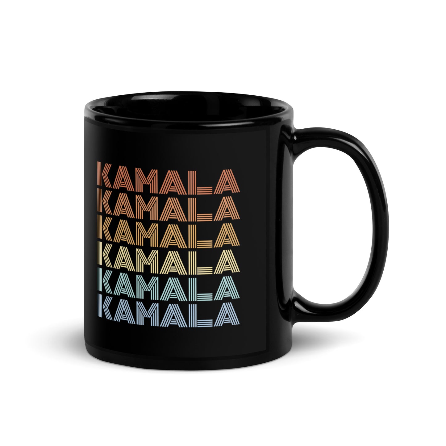 Retro KAMALA Harris Black Glossy Mug