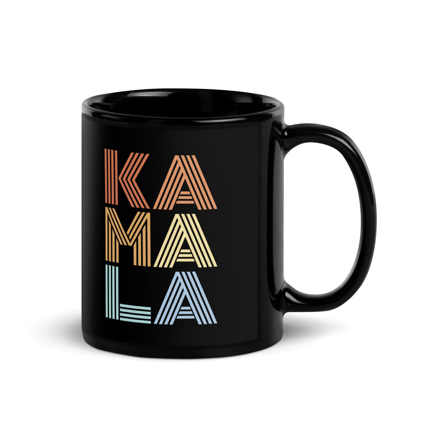 Retro KAMALA Harris Black Glossy Mug