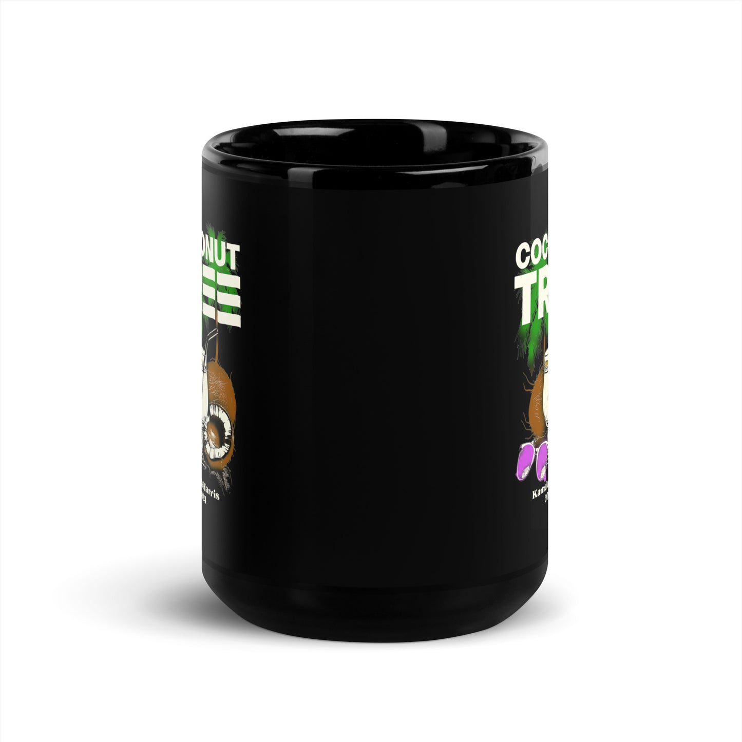 Coconut Tree Kamala Harris 2024 Black Glossy Mug