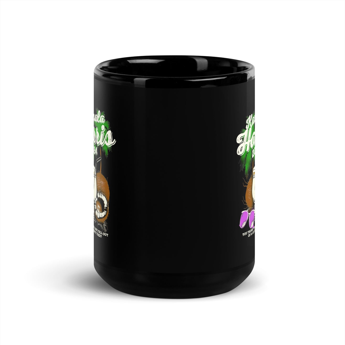 Coconut Tree Kamala Harris 2024 Black Glossy Mug