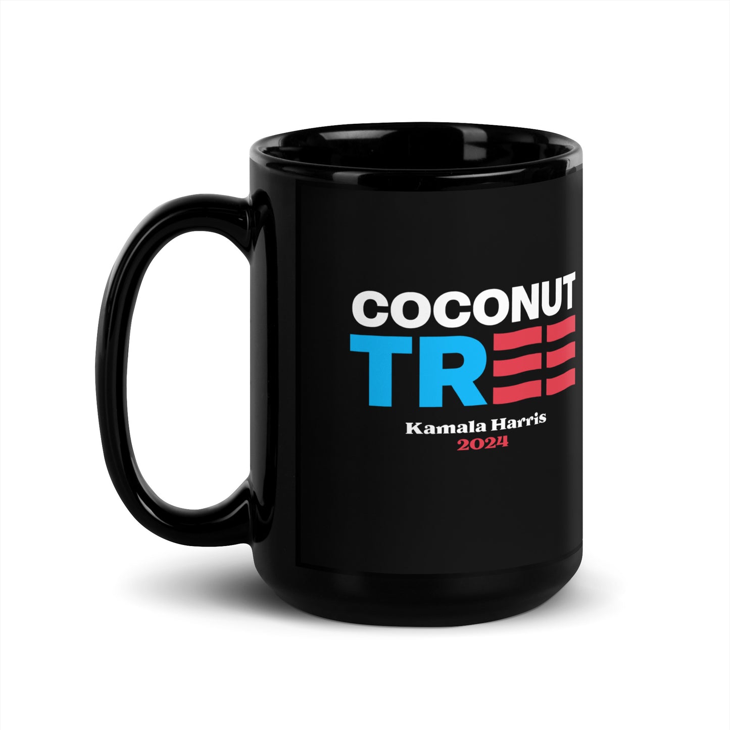 Coconut Tree Kamala Harris 2024 Black Glossy Mug