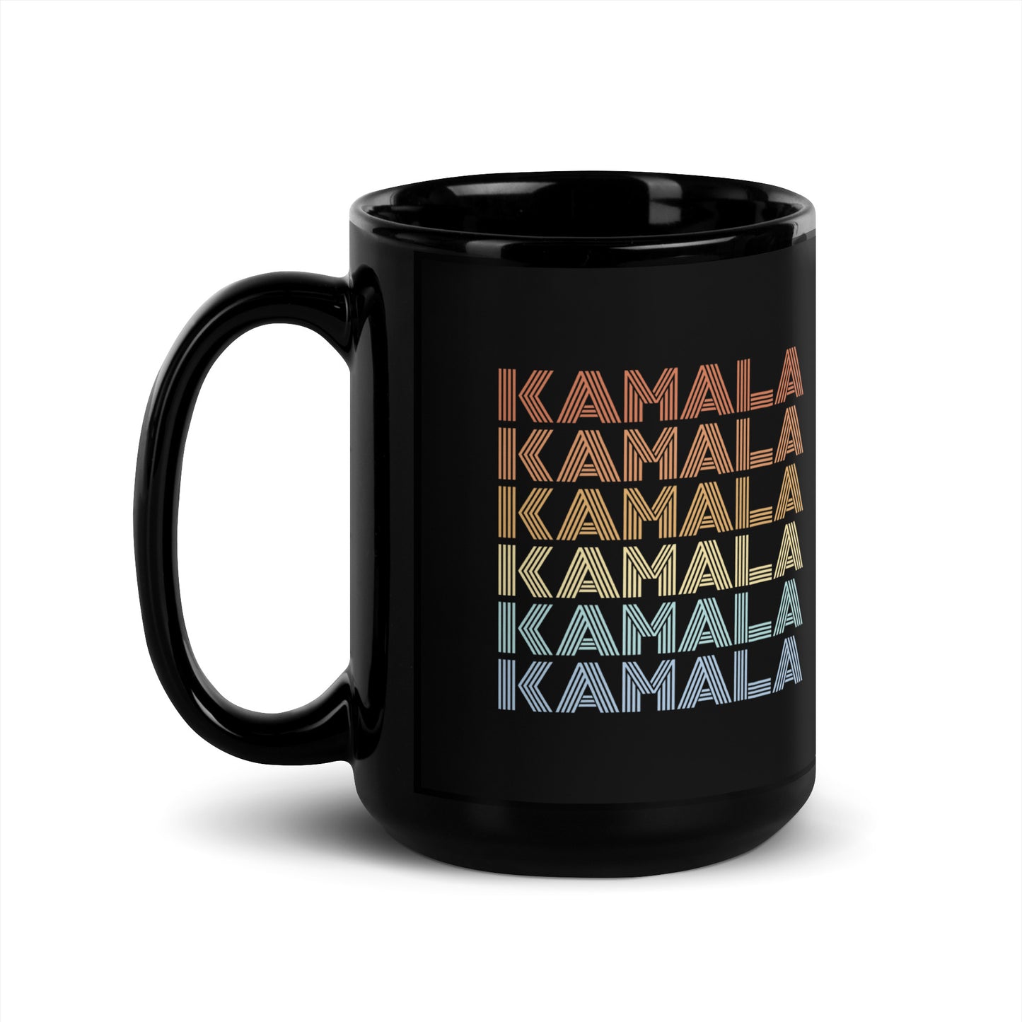 Retro KAMALA Harris Black Glossy Mug