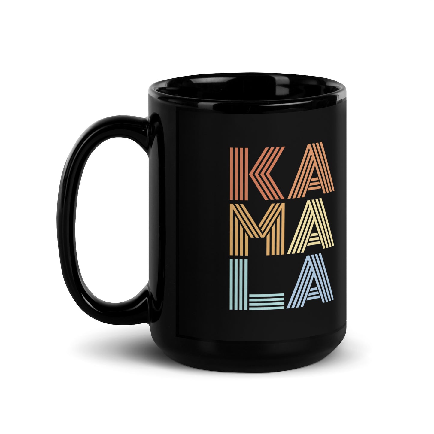 Retro KAMALA Harris Black Glossy Mug