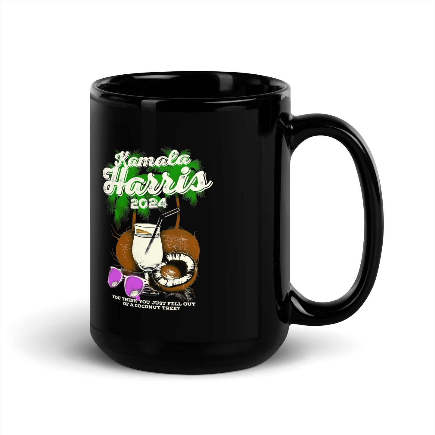 Coconut Tree Kamala Harris 2024 Black Glossy Mug