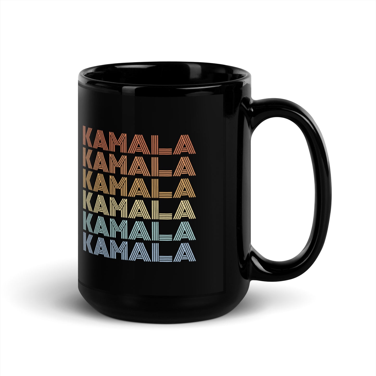 Retro KAMALA Harris Black Glossy Mug