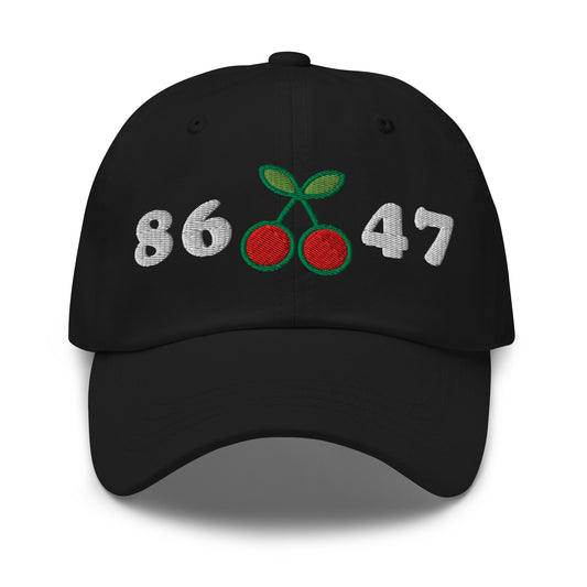 Front View Image: 8647 Cherries Anti-Trump Dad Hat – Front Embroidered Design