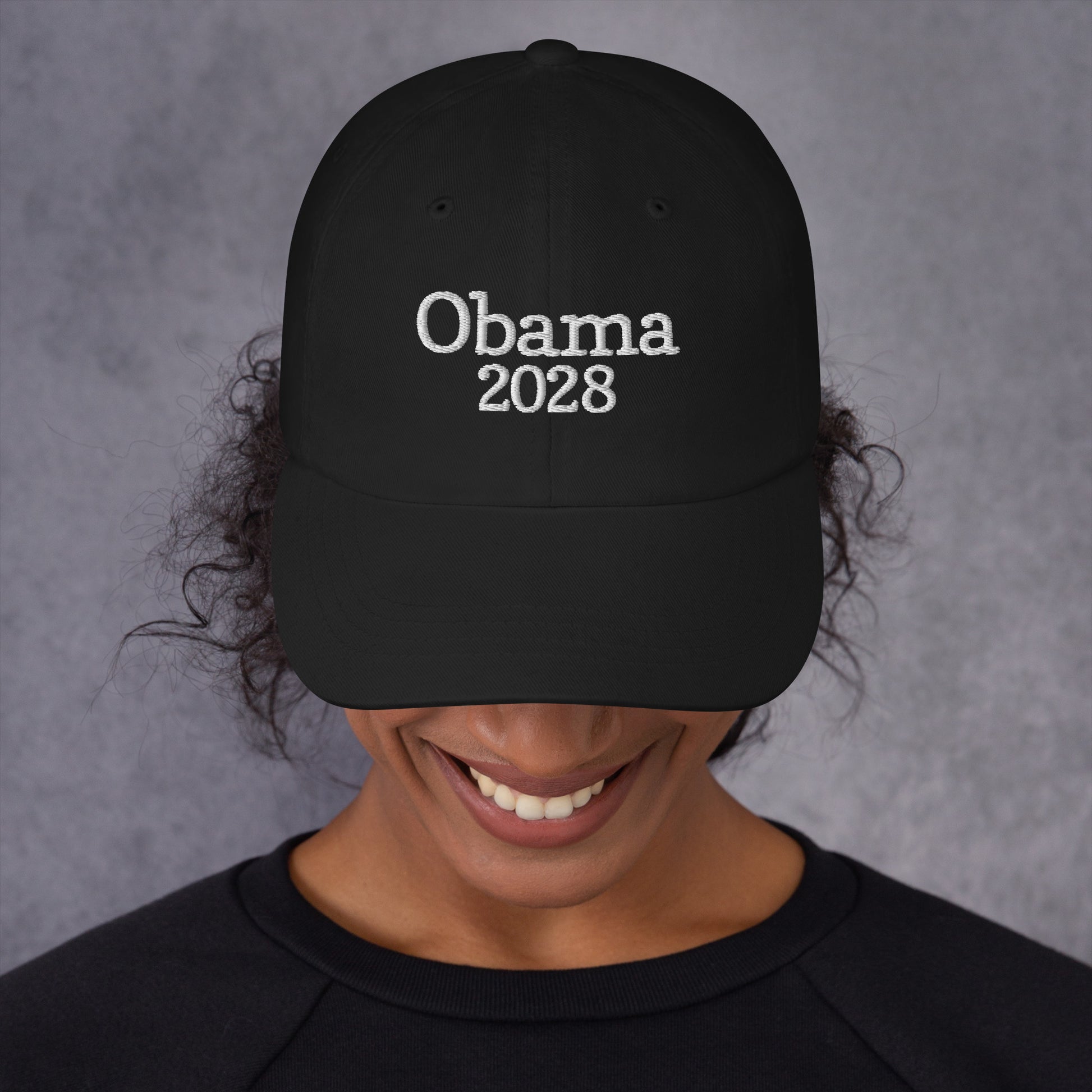Lifestyle Image: Obama supporter Wearing Obama 2028 Hat