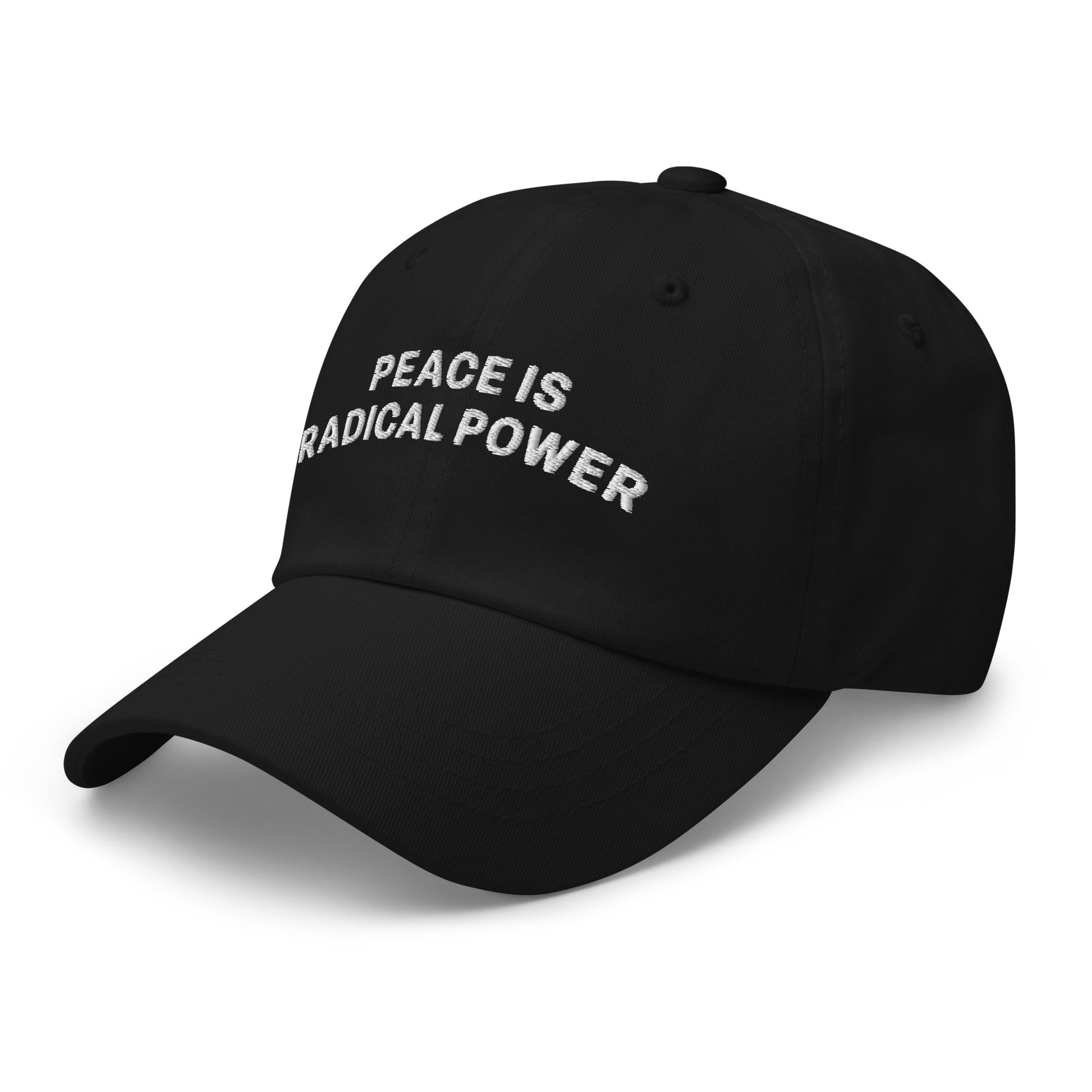 Front view of the "Peace Is Radical Power" Anti-War Dad Hat