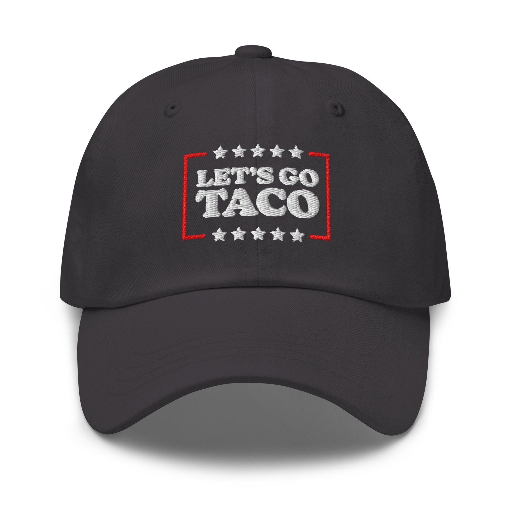 Front View Image: Let’s Go T.A.C.O. Anti-Trump Dad Hat – Embroidered Front Design