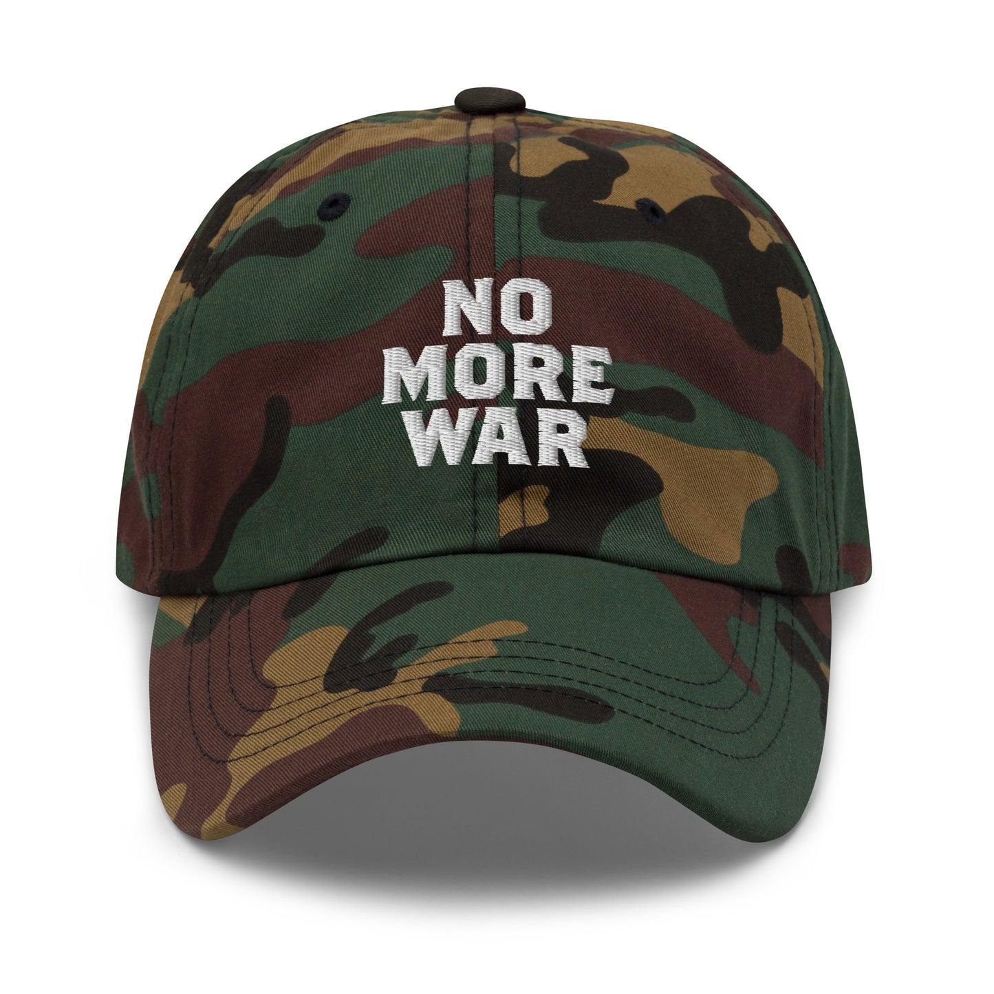 Front view of the No More War Anti-War Peace Activist Dad Hat