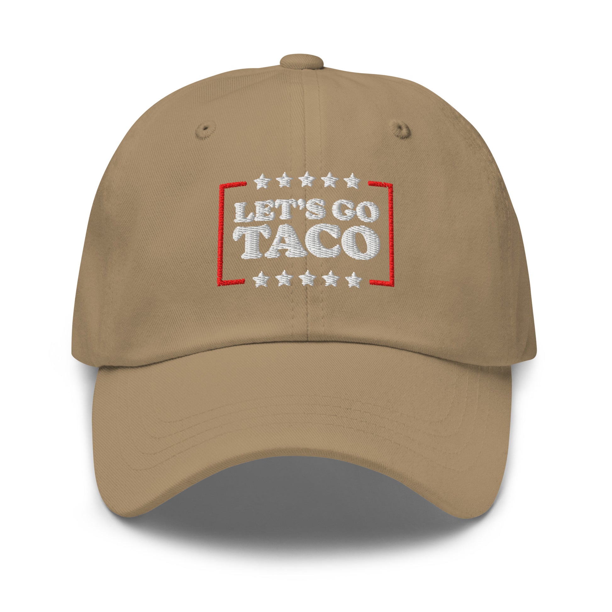Front View Image: Let’s Go T.A.C.O. Anti-Trump Dad Hat – Embroidered Front Design