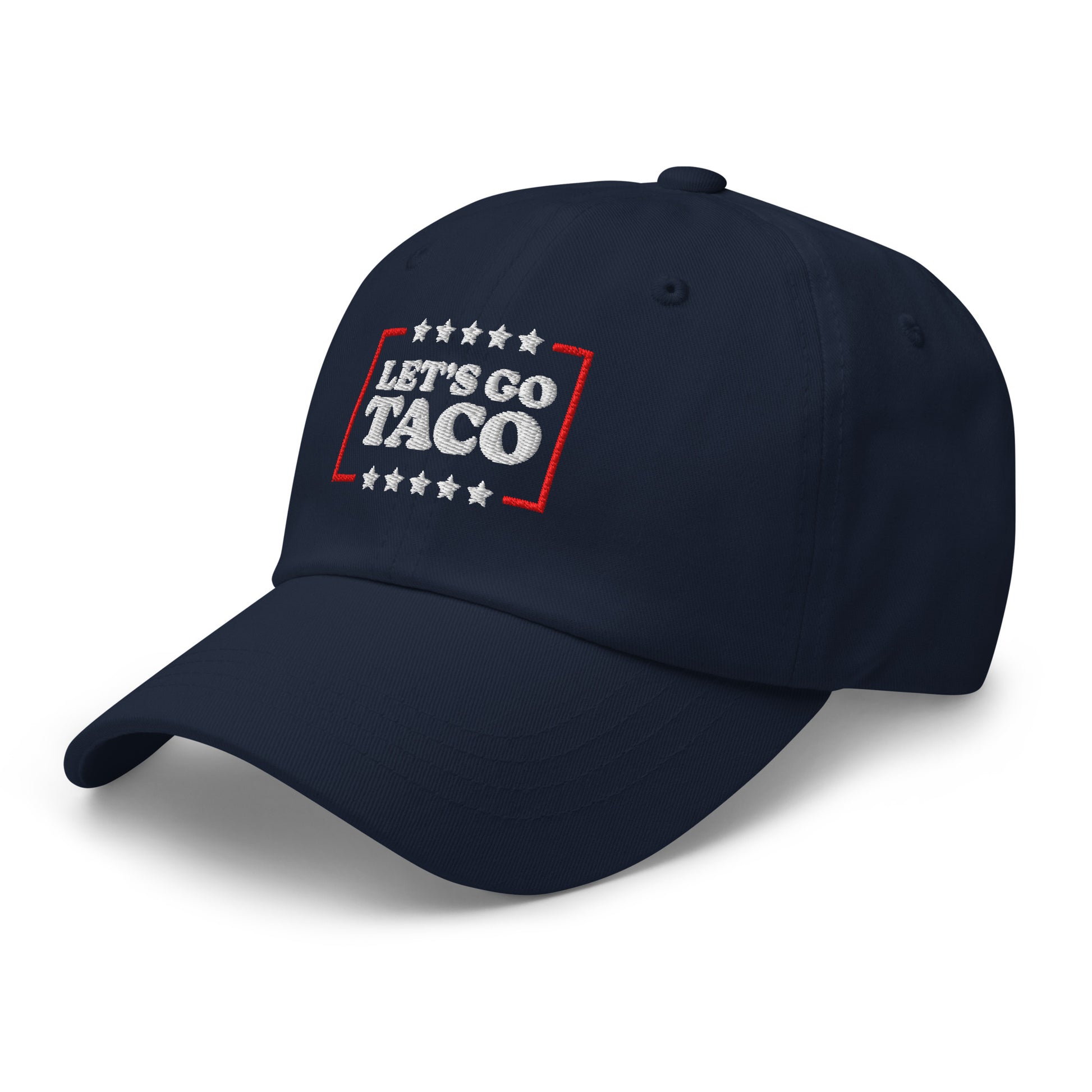 Left Front View Image: Let’s Go T.A.C.O. Anti-Trump Dad Hat – Embroidered Left Front Design