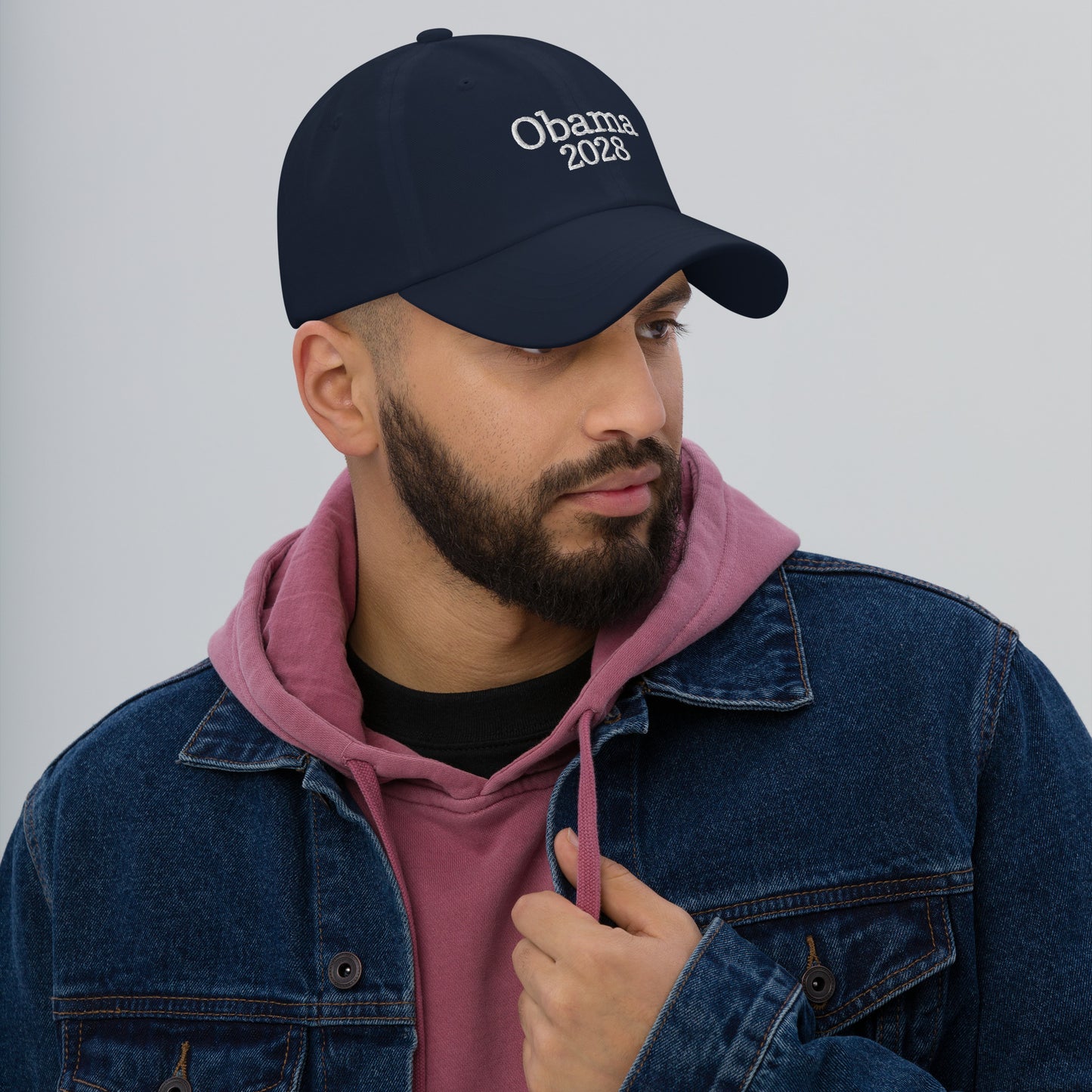 Lifestyle Image: Person Wearing Obama 2028 Hat