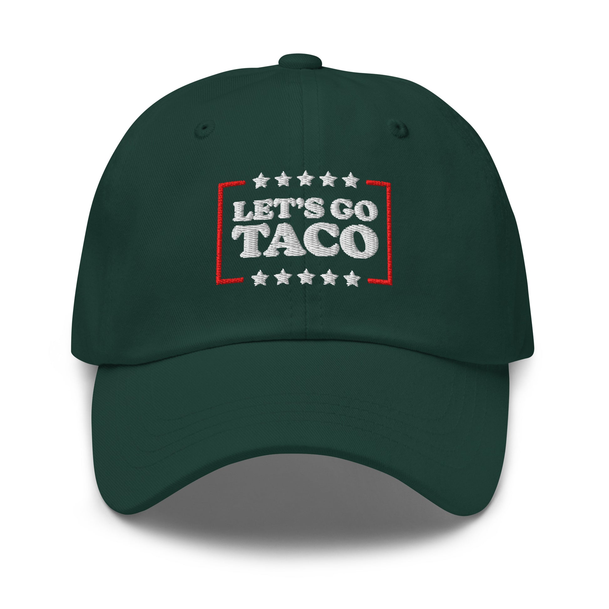 Front View Image: Let’s Go T.A.C.O. Anti-Trump Dad Hat – Embroidered Front Design
