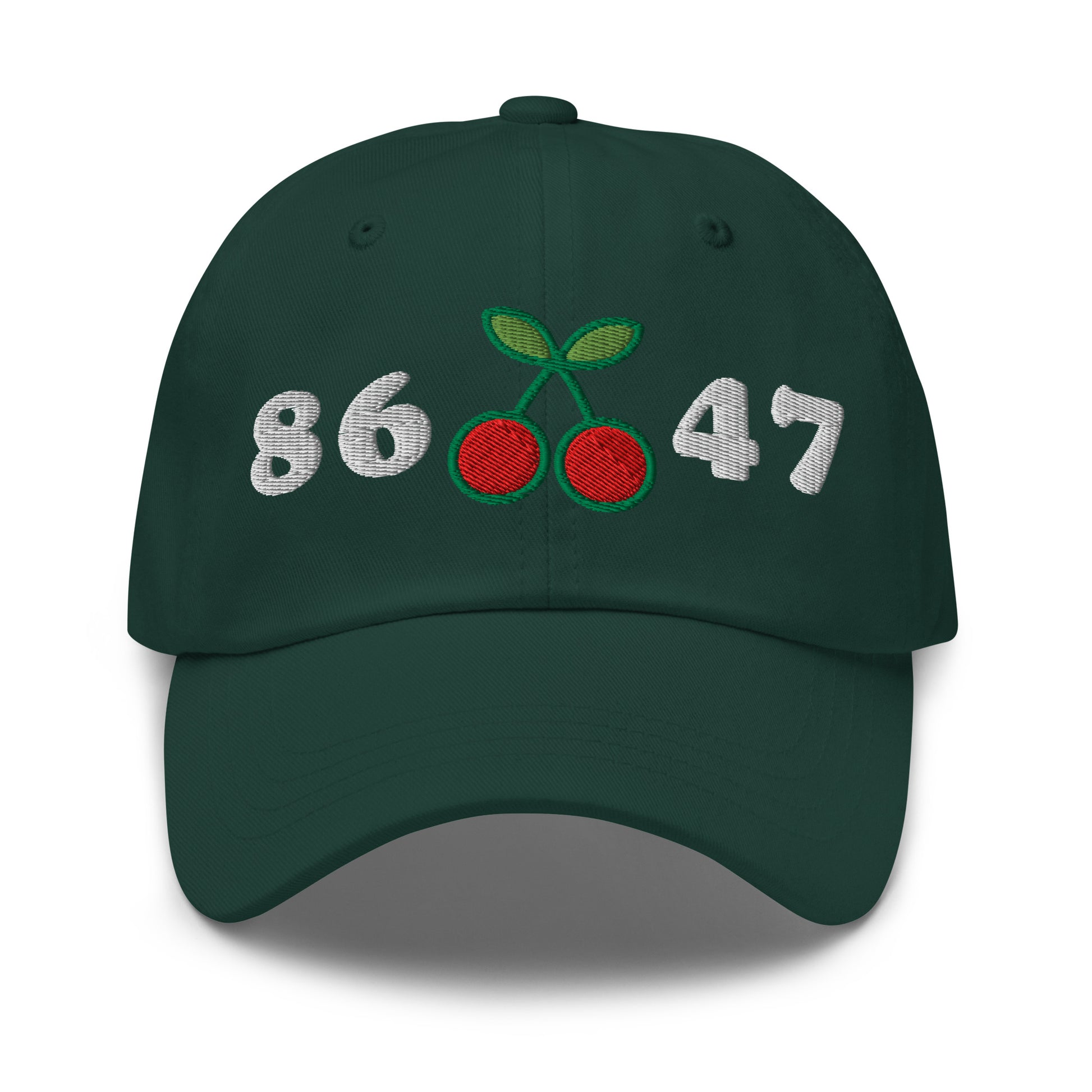 Front View Image: 8647 Cherries Anti-Trump Dad Hat – Front Embroidered Design