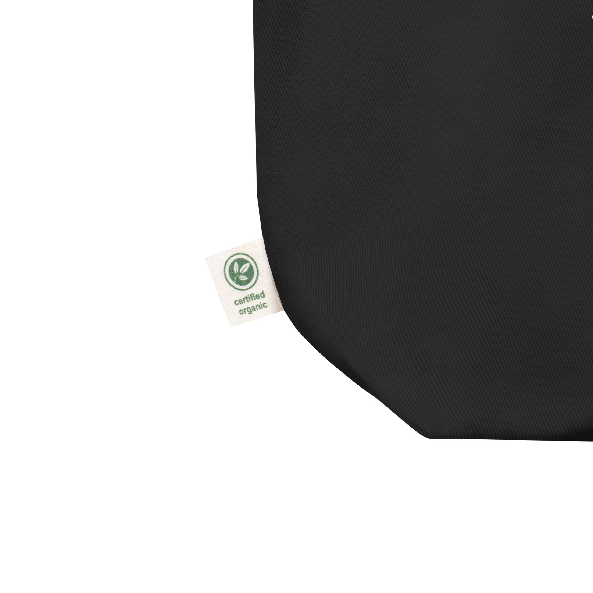 Close-up of black eco tote bag showing durable cotton construction and colorful disco frog artwork inspired by LGBTQ+ pride and disco culture.