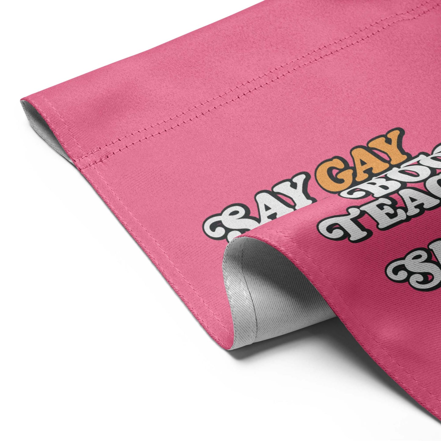 Detail View Image: Front view of the "Say Gay Protect Trans Kids Read Banned Books Teach All History Show Love" Garden Flag