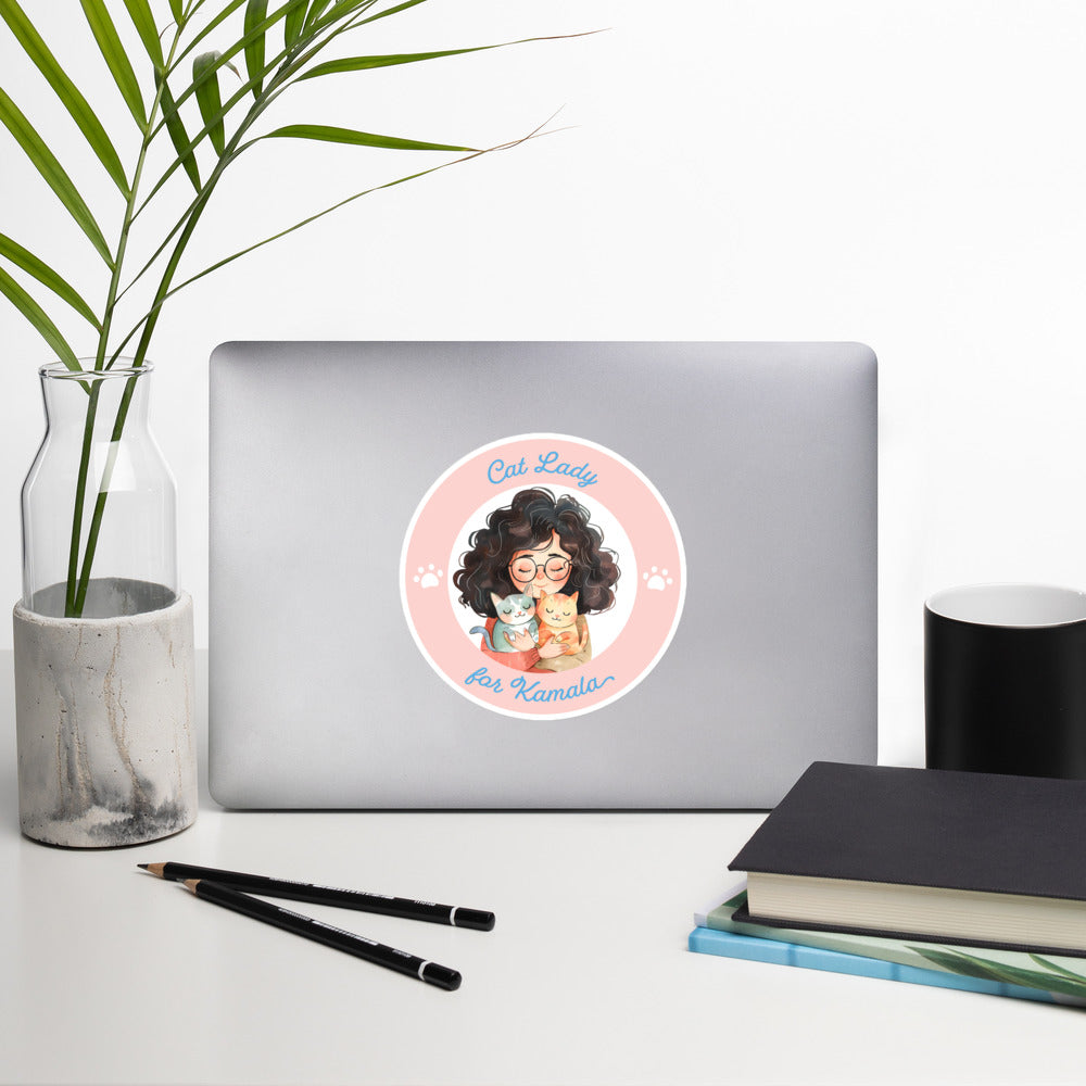 Cat Lady For Kamala Harris 2024 Bubble-Free Stickers