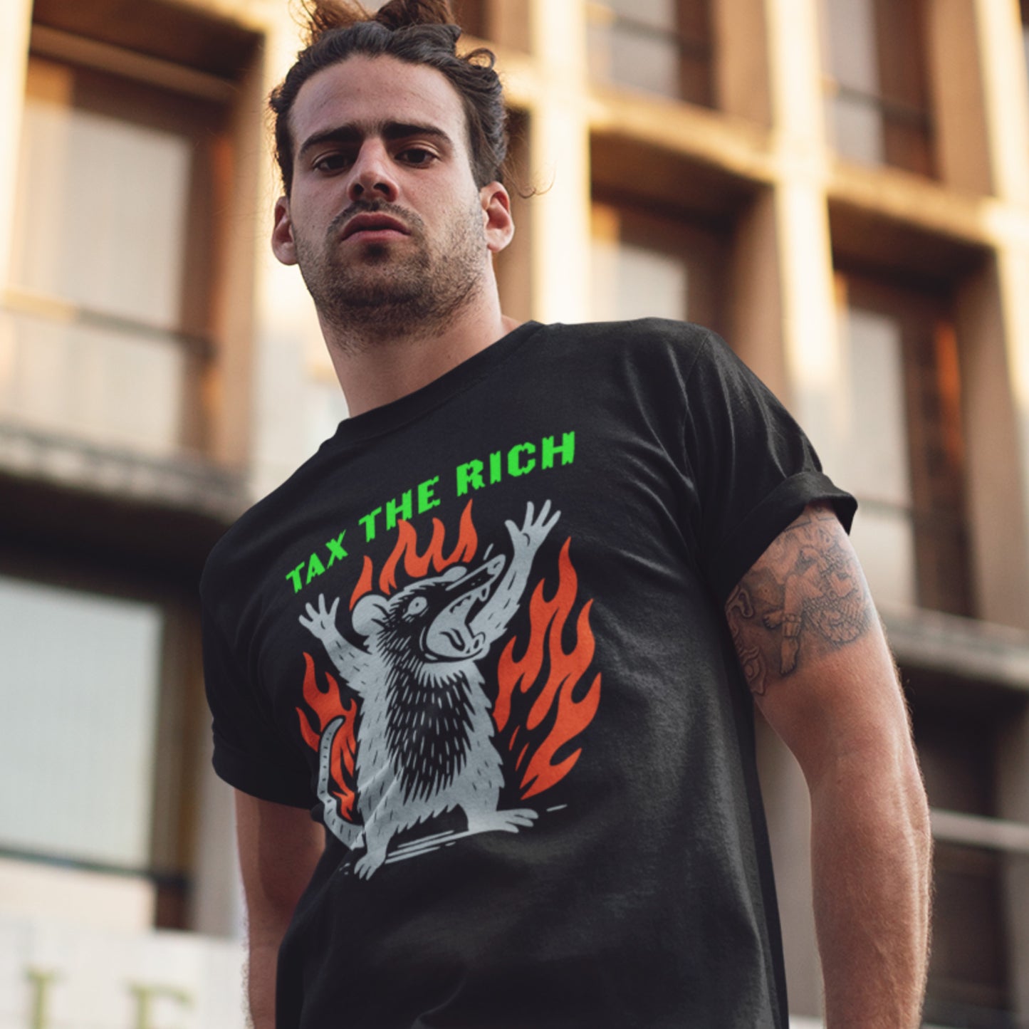 Tax The Rich Punk Opossum Anti-Capitalism Progressive Political Unisex T-Shirt