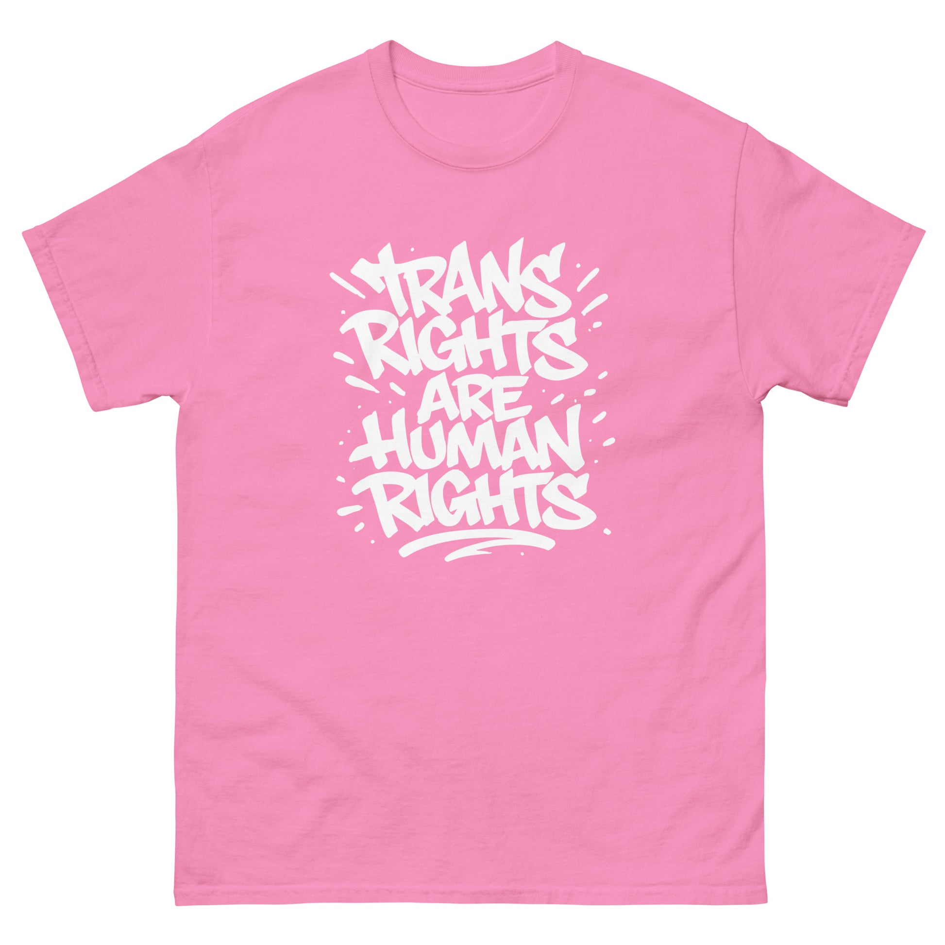 Front view of the "Trans Rights Are Human Rights" LGBTQ+ Activist Slogan Unisex Classic Tee