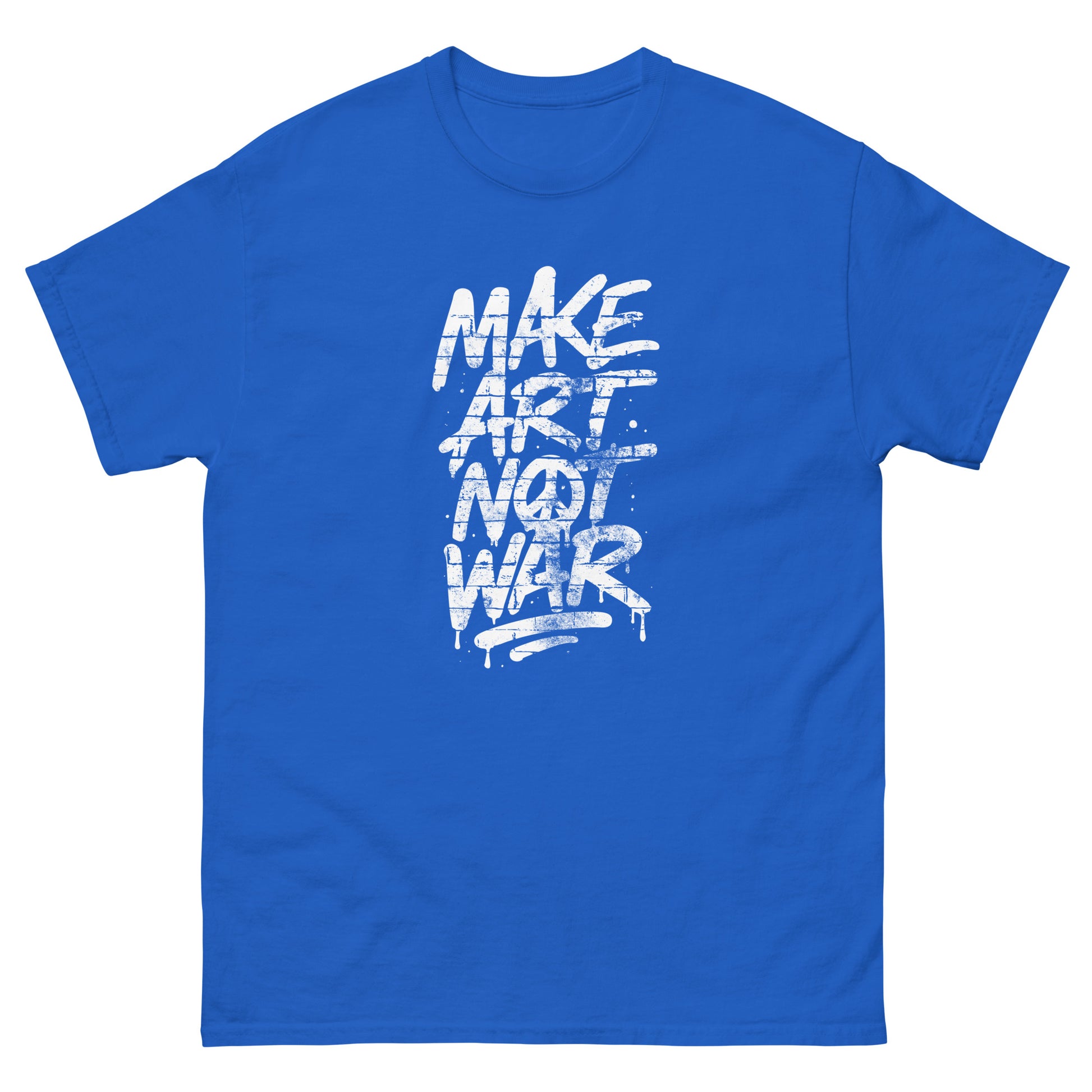 Front view of the "Make Art Not War" Graffiti Brick Wall Anti-War Unisex Classic Tee