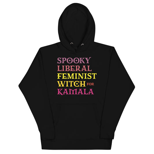 Spooky Liberal Feminist Witch For Kamala Harris Feminist Halloween Unisex Hoodie