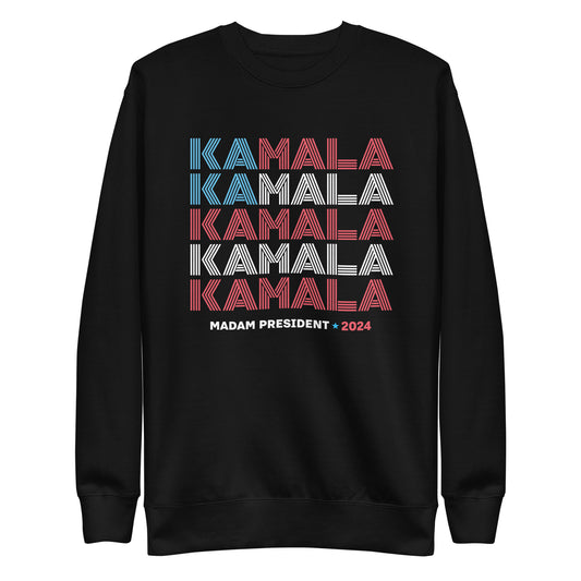 American Flag KAMALA Harris Madam President 2024 Unisex Premium Sweatshirt