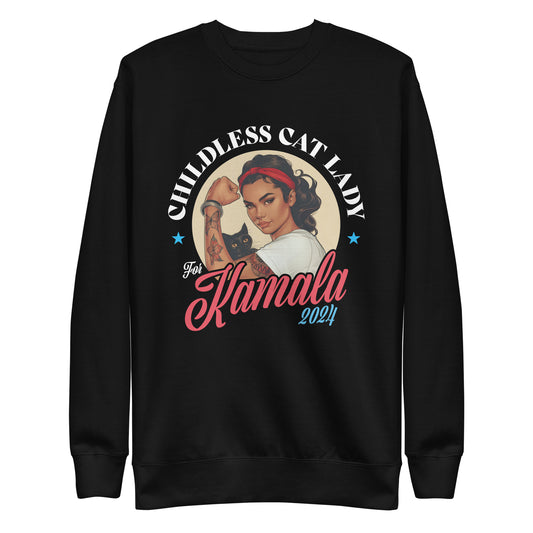 Childless Cat Lady For Kamala Unisex Premium Sweatshirt