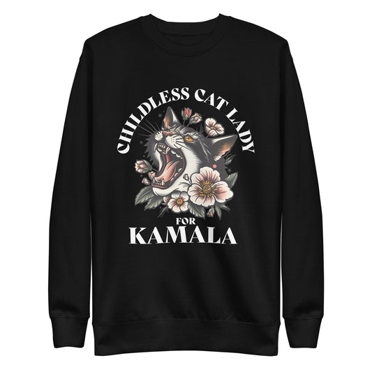 Childless Cat Lady For Kamala Unisex Premium Sweatshirt