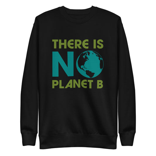 Front View Image: Unisex eco-friendly sweatshirt with “There Is No Planet B” slogan, front view