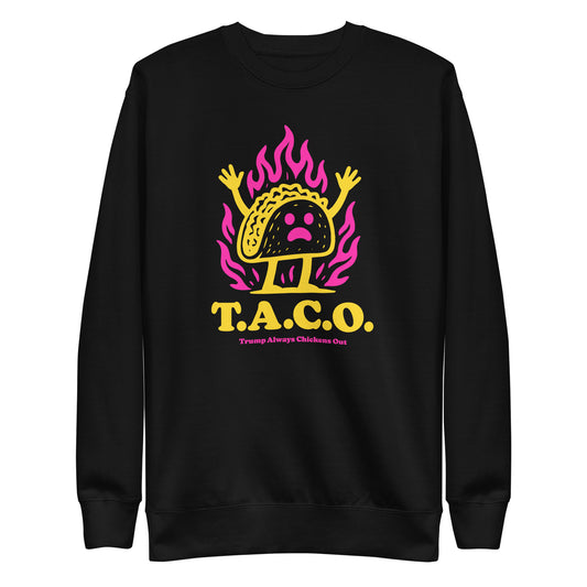 Front View Image: Trump Always Chickens Out T.A.C.O. Sweatshirt