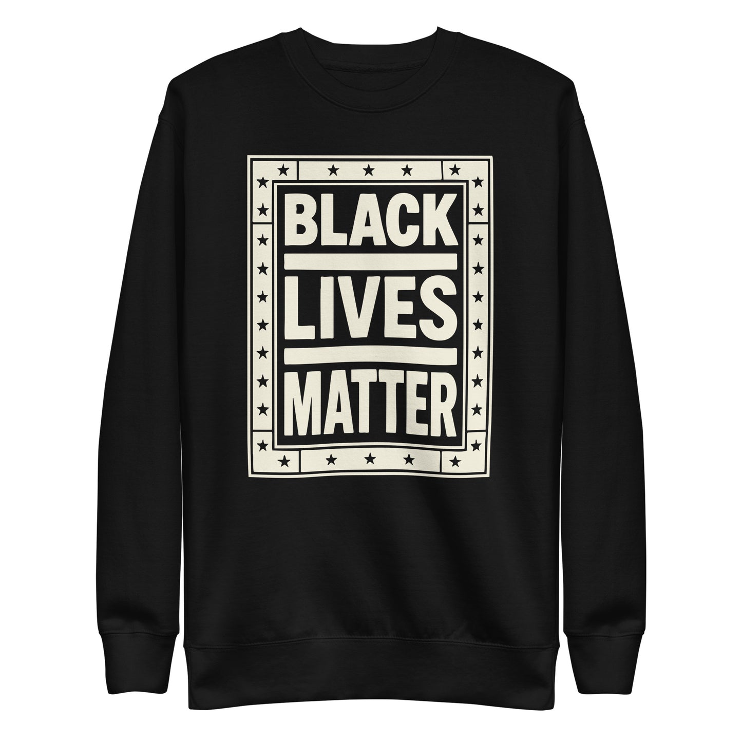 Front View Image: Black Lives Matter BLM Sweatshirt Front View with Graphic Design