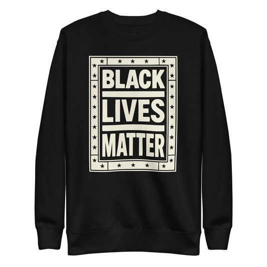 Front View Image: Black Lives Matter BLM Sweatshirt Front View with Graphic Design