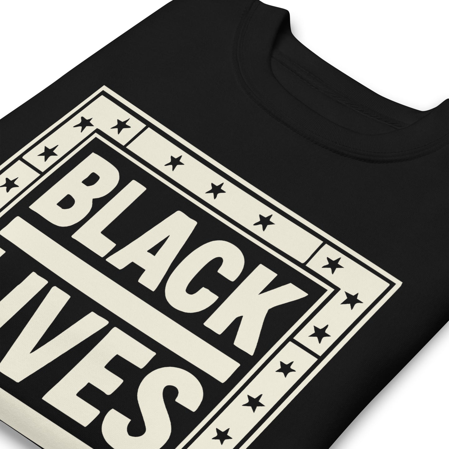 Close-Up of Design: Close-Up of Black Lives Matter Bold Typography and Star Border