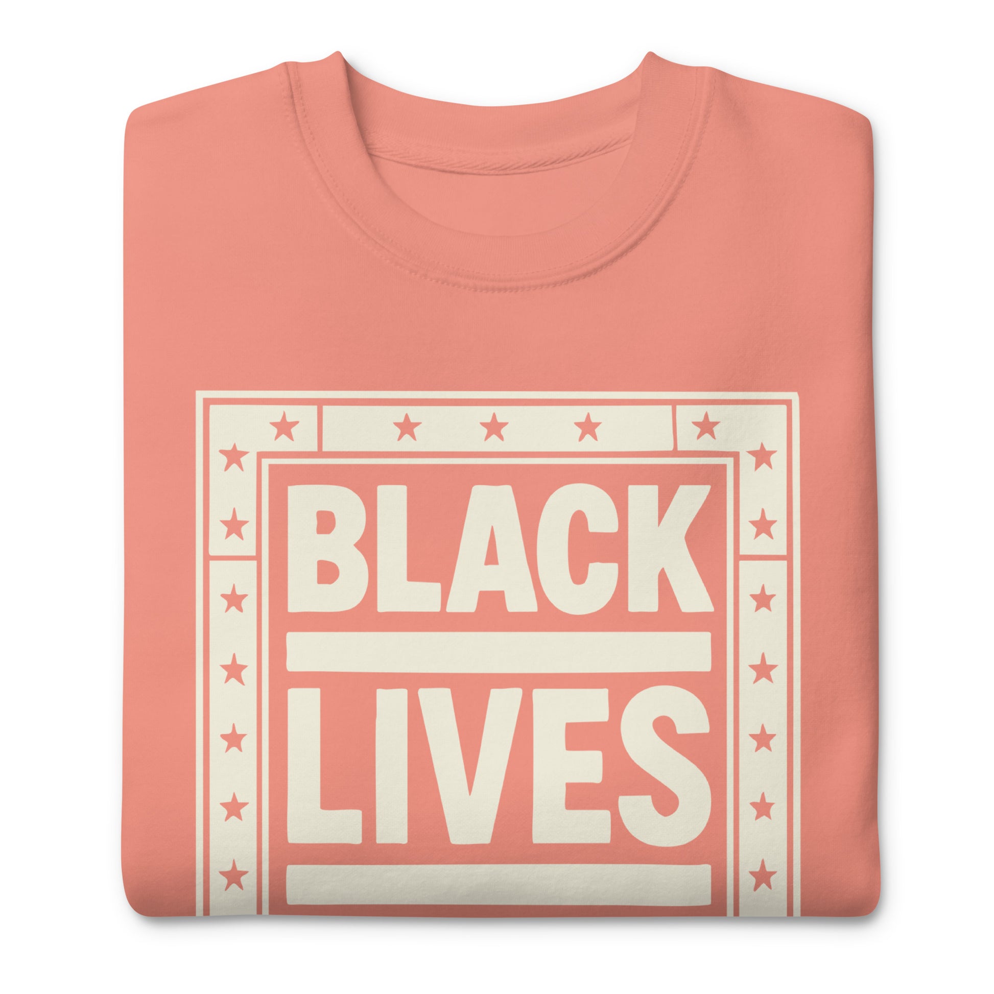 Close-Up of Design: Close-Up of Black Lives Matter Bold Typography and Star Border