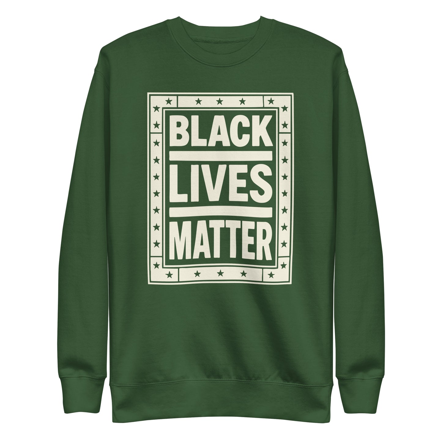 Front View Image: Black Lives Matter BLM Sweatshirt Front View with Graphic Design