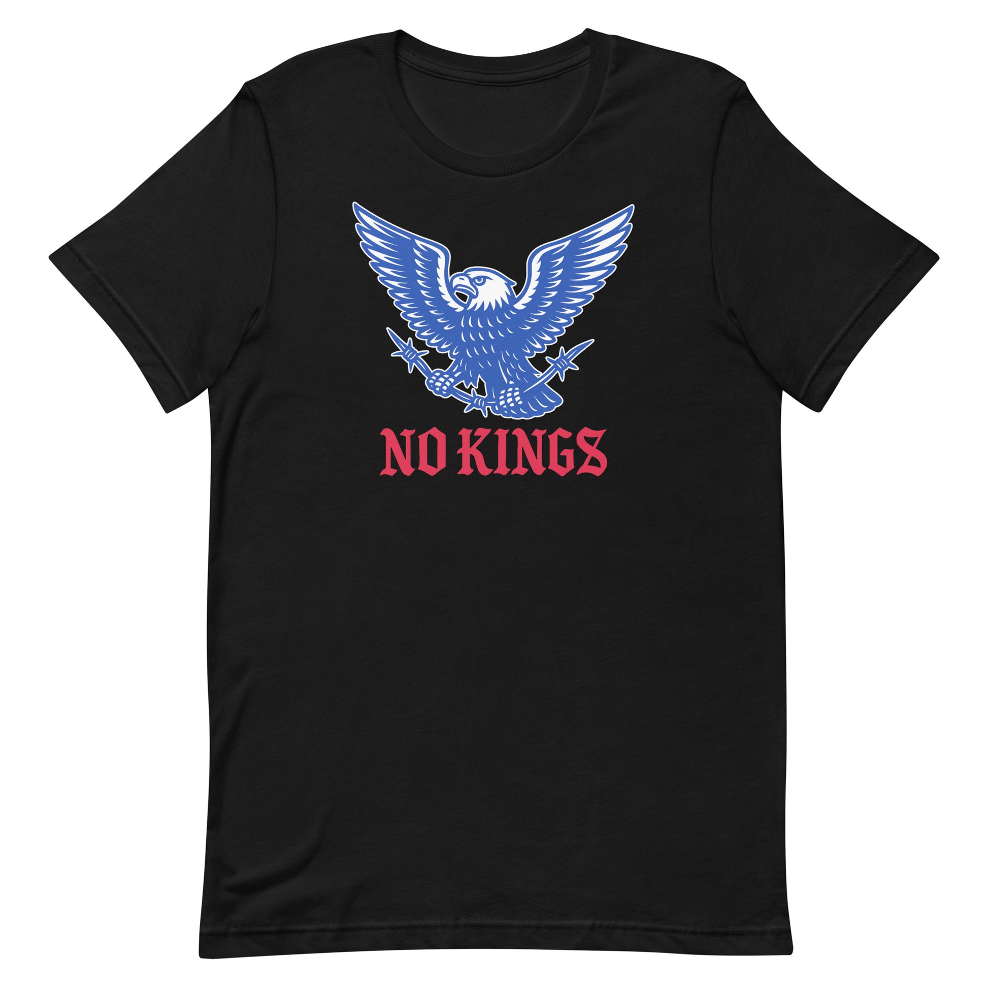 Front view of the "No Kings In America" Anti-Trump Patriotic Eagle Graphic Unisex T-Shirt