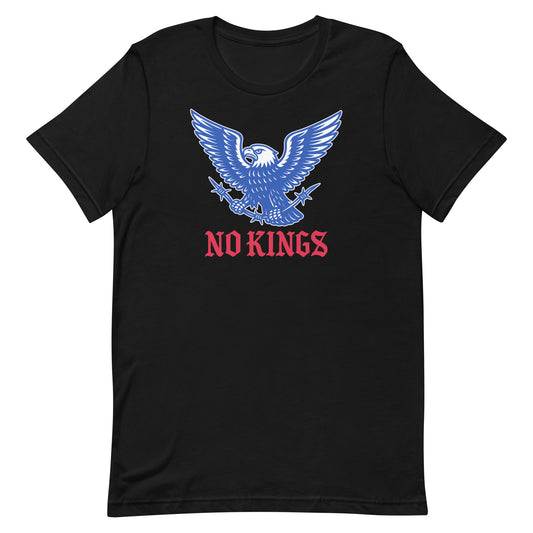 Front view of the "No Kings In America" Anti-Trump Patriotic Eagle Graphic Unisex T-Shirt