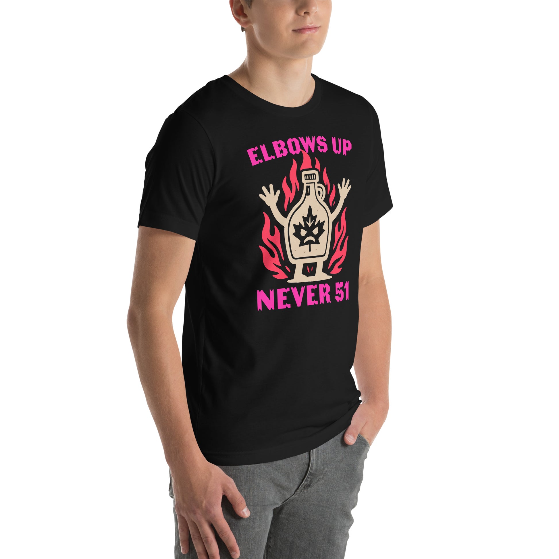 Lifestyle Image: Man wearing shirt with proud Canadian attitude