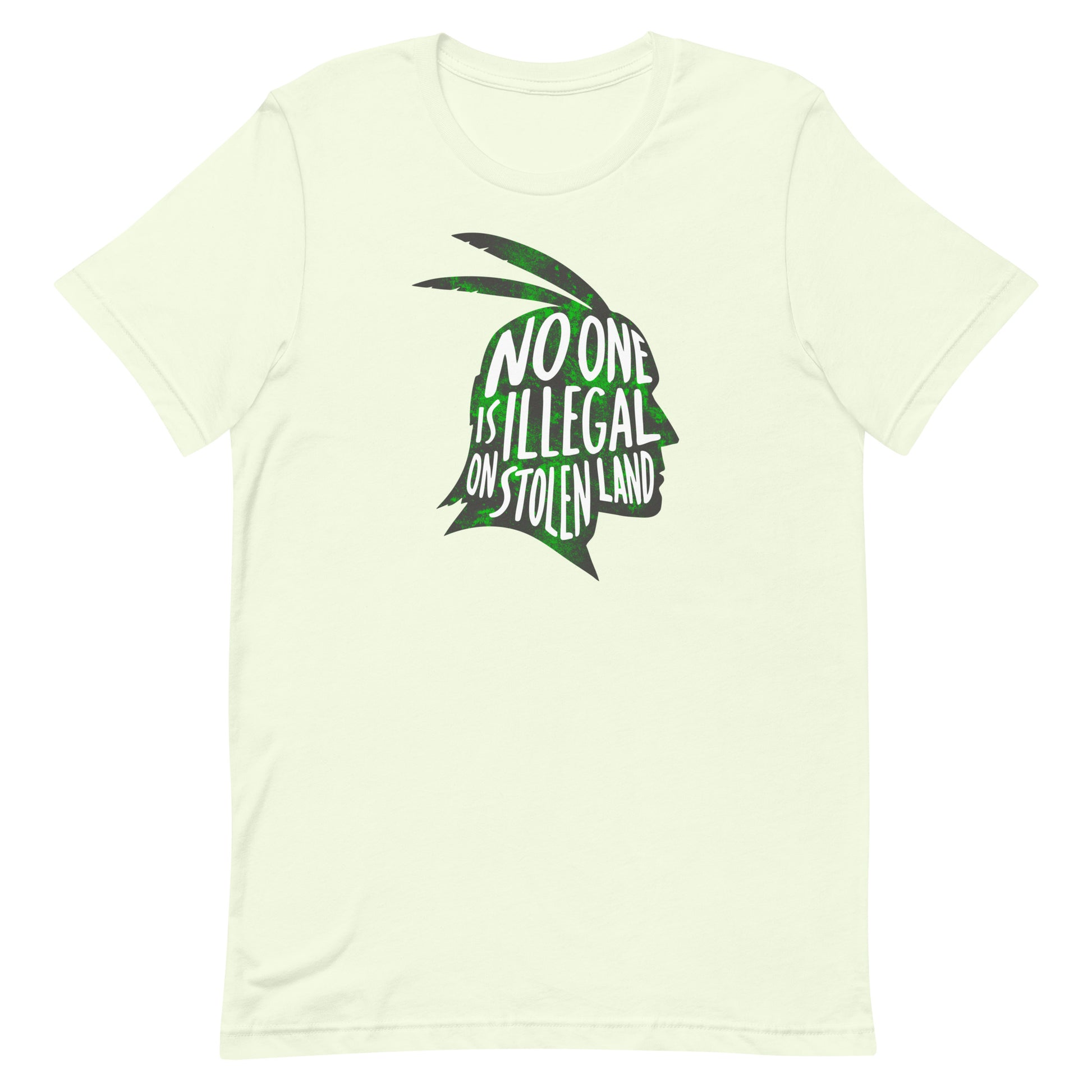 Front View Image: No One Is Illegal On Stolen Land Graphic Tee Front View