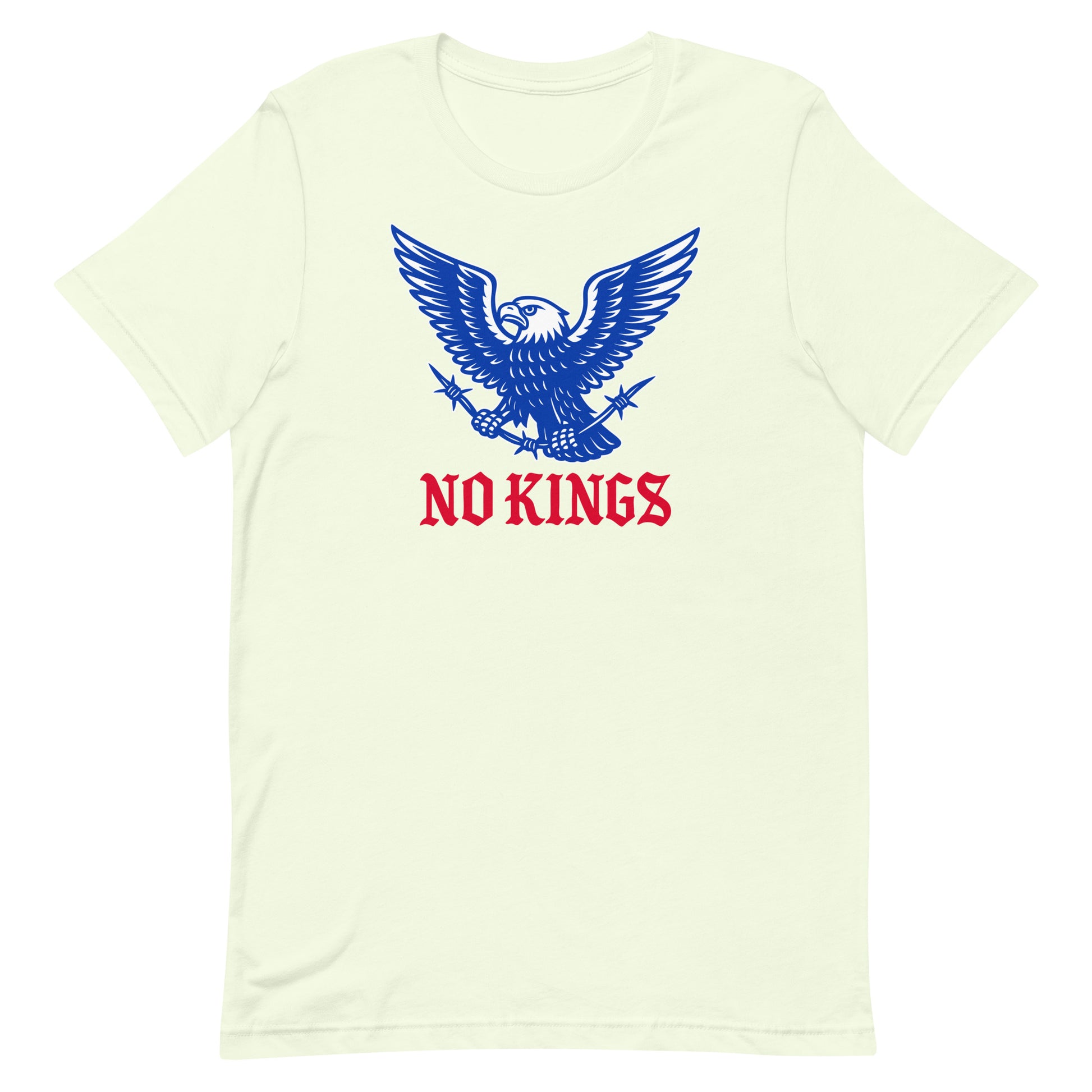 Front view of the "No Kings In America" Anti-Trump Patriotic Eagle Graphic Unisex T-Shirt
