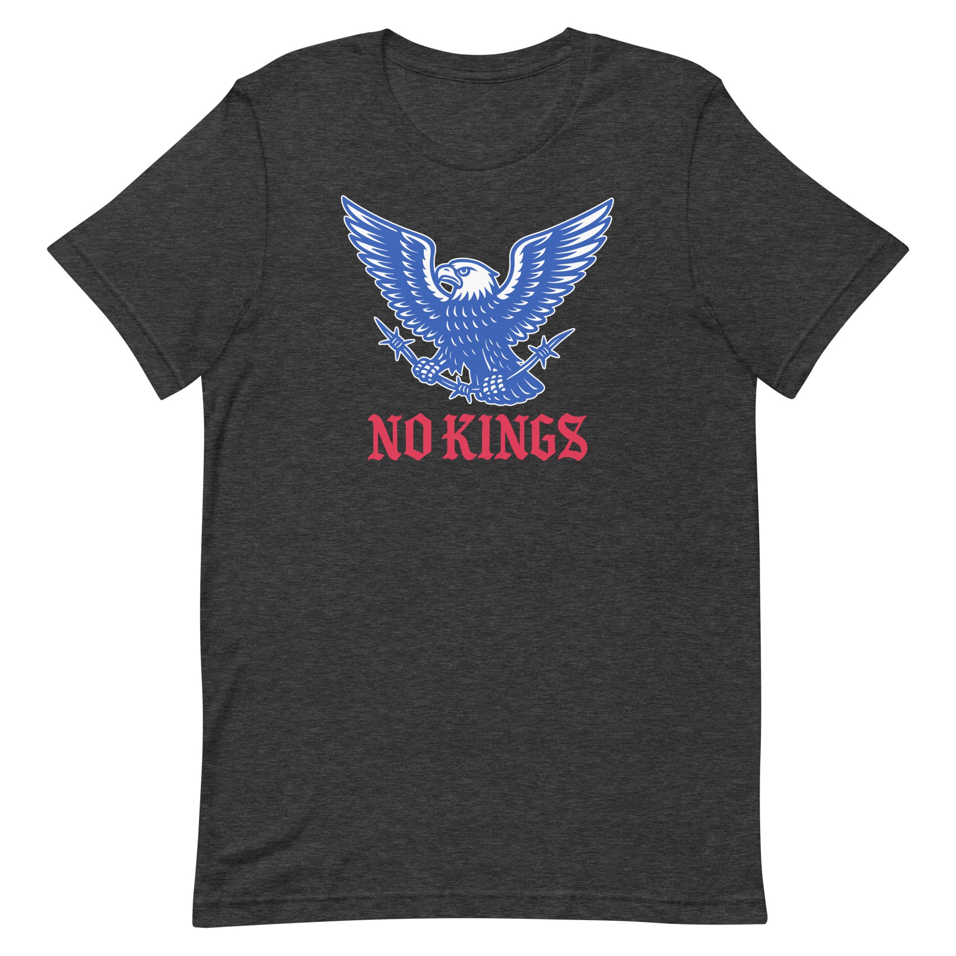 Front view of the "No Kings In America" Anti-Trump Patriotic Eagle Graphic Unisex T-Shirt