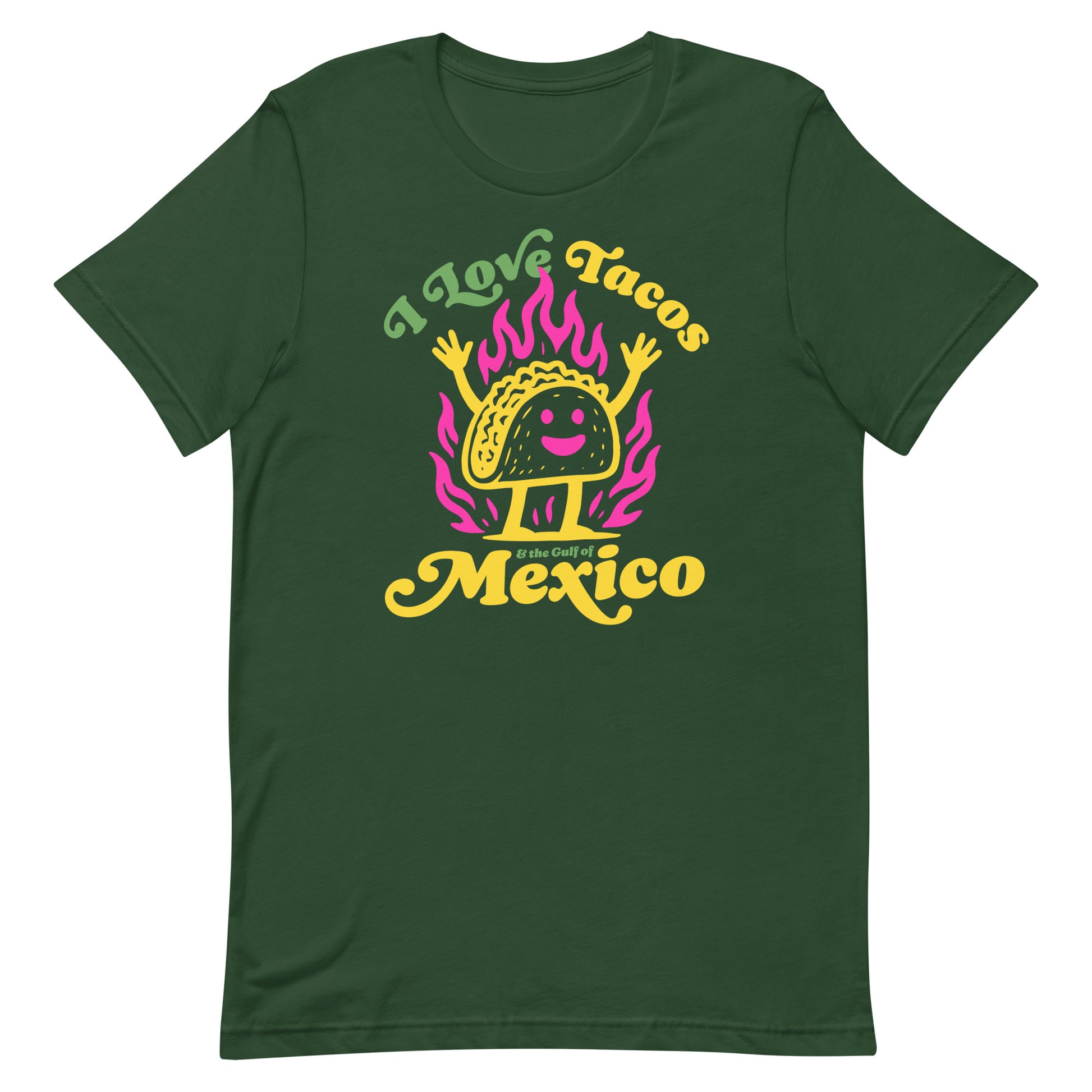 Front View Image: “I Love Tacos & The Gulf of Mexico Political Statement T-Shirt – Front View”