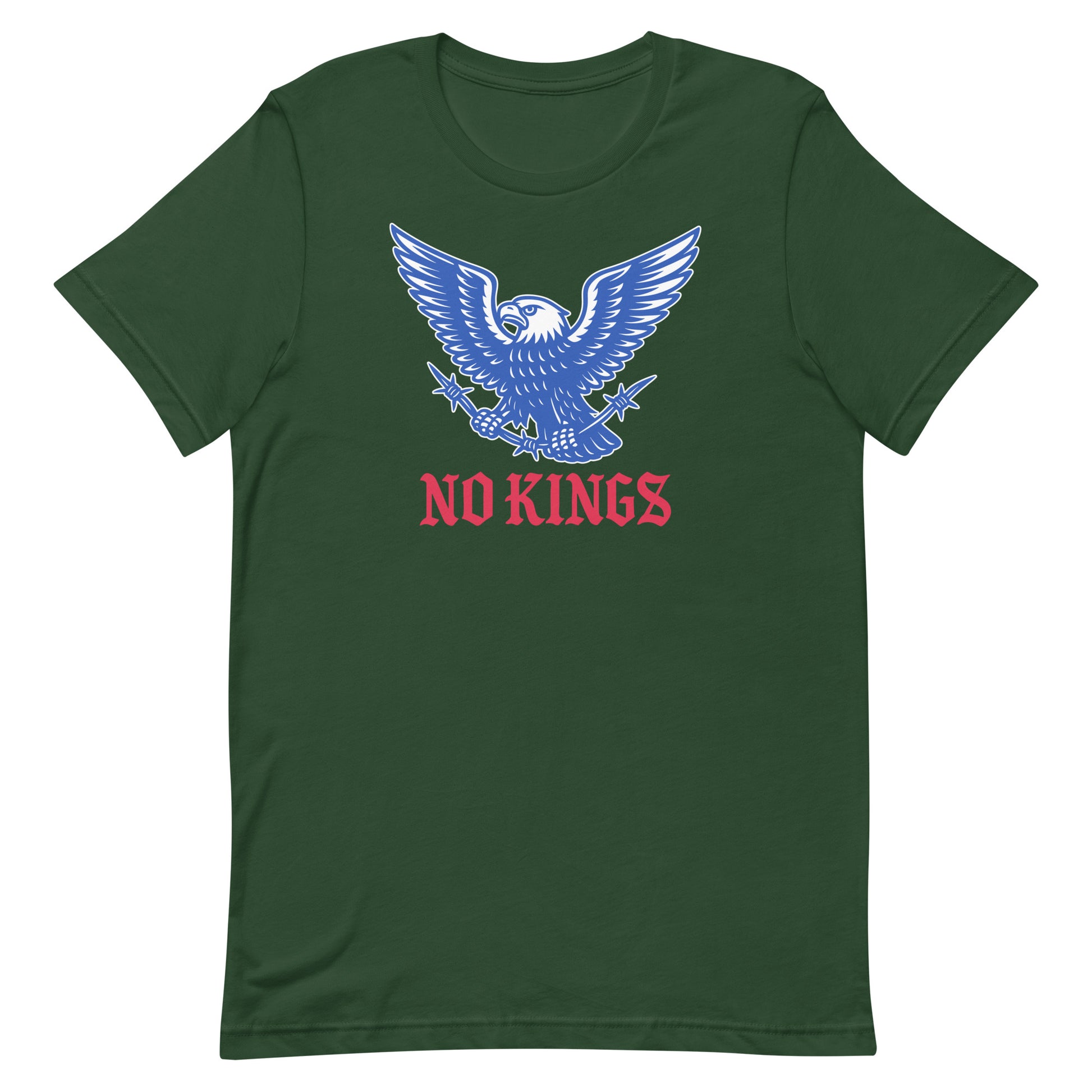 Front view of the "No Kings In America" Anti-Trump Patriotic Eagle Graphic Unisex T-Shirt